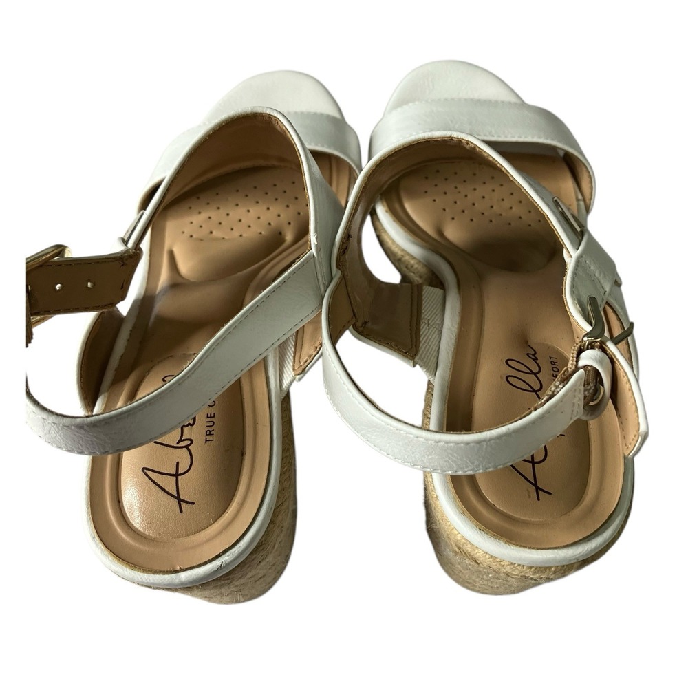 Abella True Comfort Taya Wedge Sandal Size 7 Espadrille Heel Gold Hardware - Picture 5 of 11